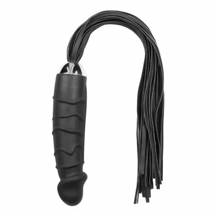 EasyToys – pātaga ar anatomisku silikona rokturi – melna – 37 cm