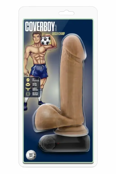 Coverboy Soccer Champ – vibrating realistic PVC device with suction cup – mocha – 20.3 cm