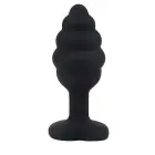 Черная рифленая анальная пробка – 7 cm (2.75″) — Фото 2