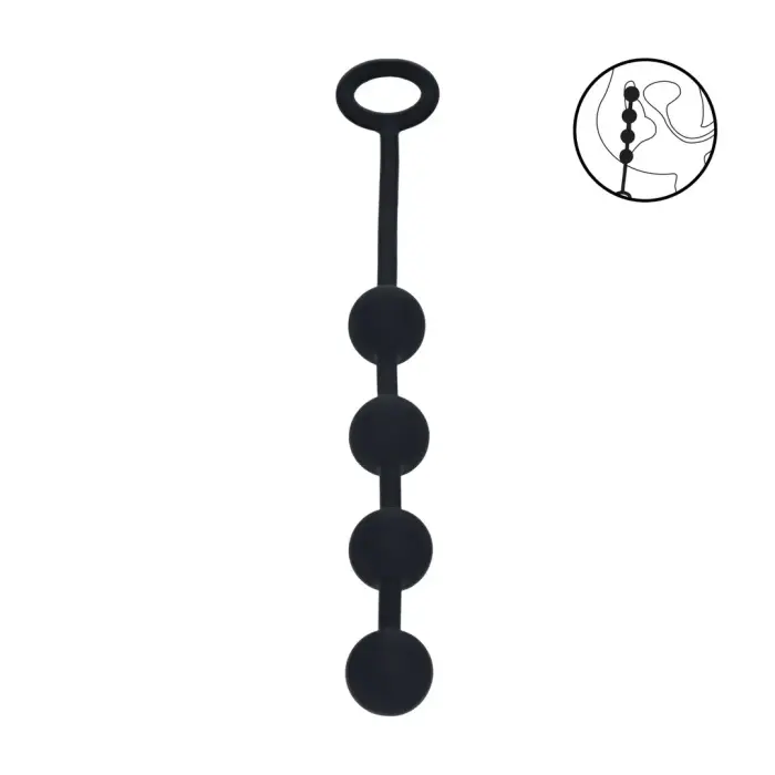 Round Silicone Anal Balls - S - Black Photo