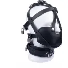 Red Leather Full Head Mask Black Adjustable Straps — Photo 3