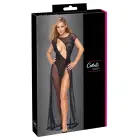 Cottelli Party – длинное сетчатое платье с узором муар и боди-стрингами – чёрное – S — Фото 1