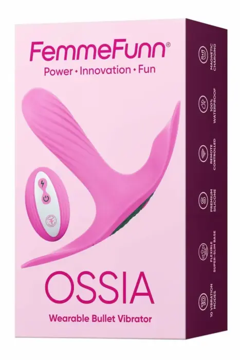 FemmeFunn Ossia Pink носимая вибропуля – пульт ДУ – тонкое эргономичное основание – 10 режимов