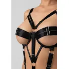 Christine Bondage Style Harness Bodysuit – adjustable straps, metal rings – black – S/M — Photo 3