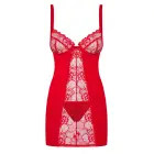 Heartina sarkans mežģīņu babydoll naktskrekls un stringu komplekts – XXL — Foto 3