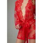Christine Graceful – кимоно-пеньюар из кружева с поясом и стрингами – красный – S/M — Фото 3