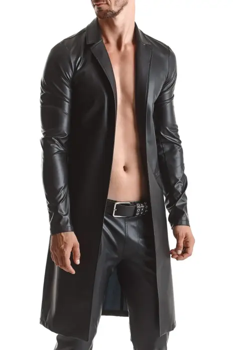 RMSergio001 Wetlook пальто – чёрное – XL
