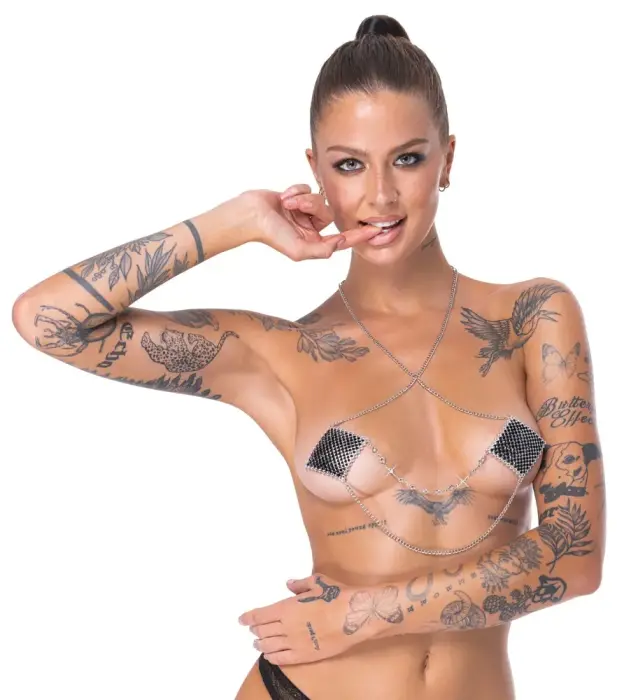 Cottelli ACCESSOIRES Nipple Sticker Set with Chains – Silver