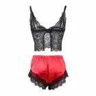 Subblime 953966 satīna naktskrekls un mežģīņu bikšu komplekts – melns/sarkans – L/XL — Foto 8