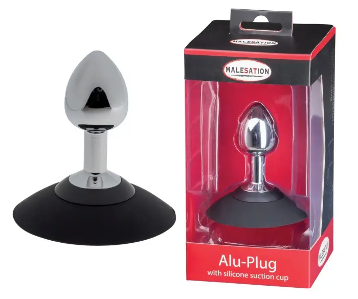 MALESATION Chrome Anal Plug with Suction Cup – S – Grey