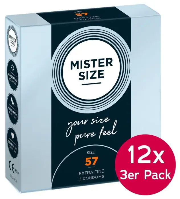 Mister Size läbipaistvad üliõhukesed kondoomid – 57 mm – 36 tk