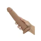 Vibruojantis ir judantis silikoninis stud dildo – ruda — Nuotrauka 7