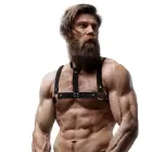 Fetish Submissive Attitude Adjustable Vegan Leather Chest Harness for Men – Black – One Size — Photo 3