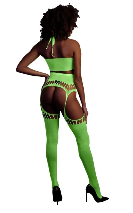Two Piece with Crop Top and Stockings - Green - XS/XL Foto 2