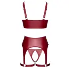 Cottelli LINGERIE матовый комплект с открытым бюстгальтером и молниями, 3 предмета – бордо – 90B/XL — Фото 8