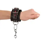 Faux Leather Heart-Stitched Handcuffs – Black/Red — Photo 3
