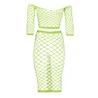 Neon Green Long Sleeve Crop Top and Long Skirt Set – One Size — Photo 6