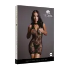 Кружевное мини-платье с высоким воротом – чёрное – One Size — Фото 1