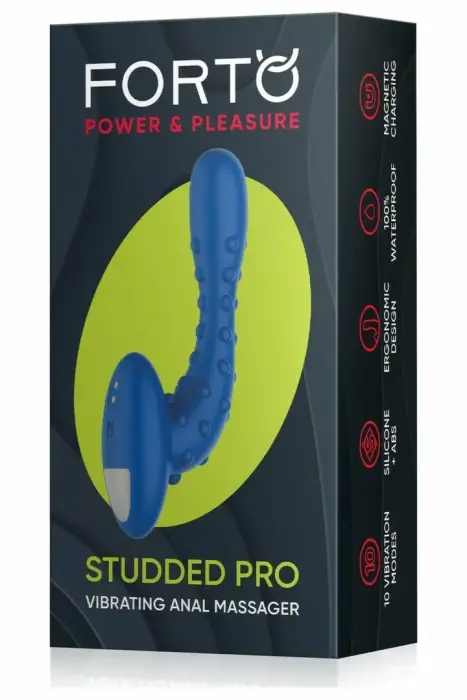 FORTO Studded Pro Vibrating Massager – anal plug – silicone – blue – 10 modes