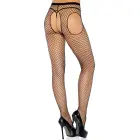 Leg Avenue сетчатые колготки с подвязками и открытой промежностью – чёрные – One Size — Фото 3