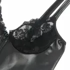 SUBBLIME 957568 чёрное плащевое платье из искусственной кожи на молнии S/M – с кружевным декором — Фото 6