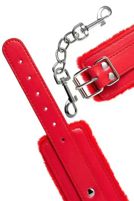 Anonymo handcuffs, PU leather, red, 27 cm Photo
