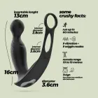 Flamma - Vibrating Prostate Massager with Ball Strap and Cockring – 16 cm – Black — Photo 5