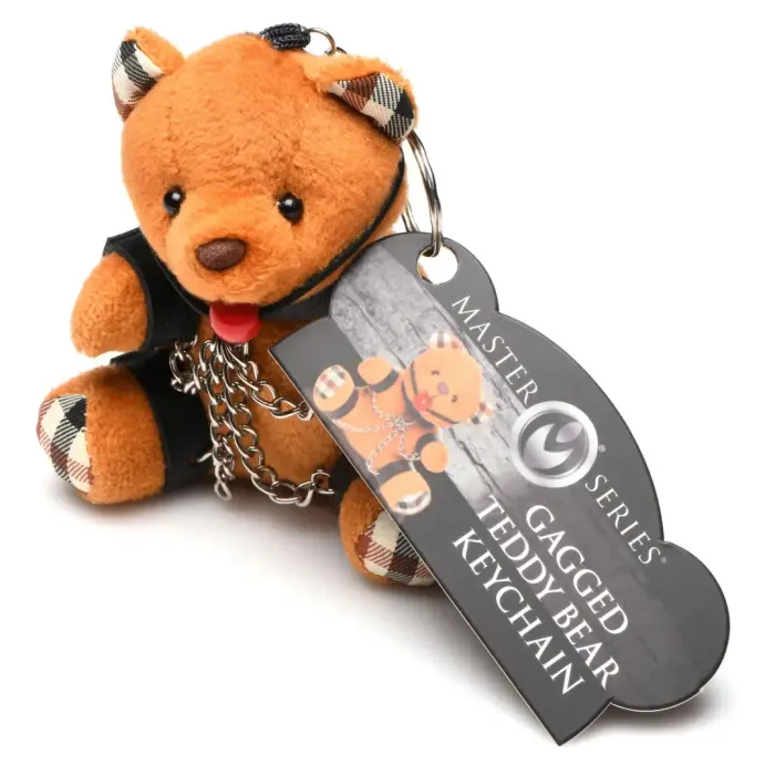 Gagged Teddy Bear BDSM keychain – burnt orange