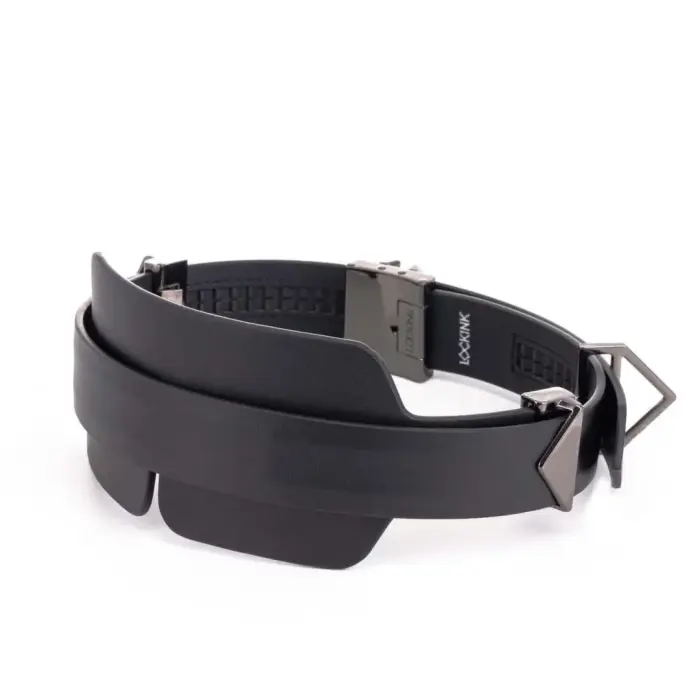 LOCKINK juodas odinis akių raištis su sagtimis – Blindfold Kit