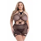 Baci Diamonte Net mini suknelė – juoda – Queen Size — Nuotrauka 2