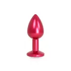 Aluminum Buttplug Red with Clear Gem – 7 cm — Photo 3
