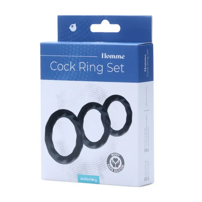 Silikoonist peeniserõngaste komplekt – 3 suurust (Ø 2,3 / 3,0 / 3,7 cm) – must