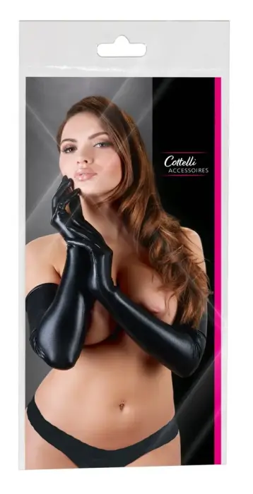 Wet look Long Gloves – S/L – Black