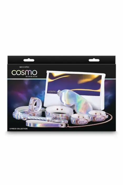 Cosmo Bondage 6 предметов – радужный винил – фурнитура розовое золото – регулируемый