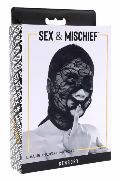 SPORTSHEETS SEX AND MISCHIEF Lace Hush Hood – sheer floral lace – sensory hood – adjustable straps