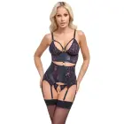 Cottelli LINGERIE Strappy Basque and Crotchless String Set – Purple/Black – S — Photo 2