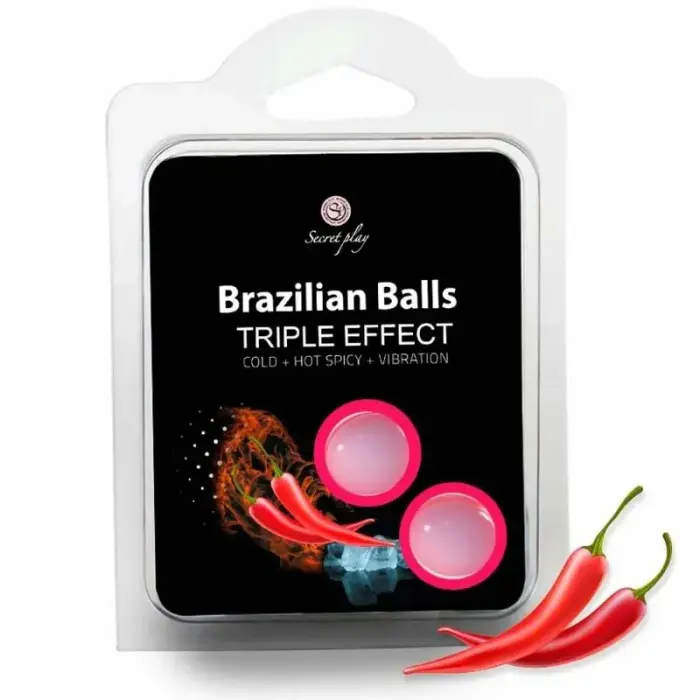 Secret Play Brazilian Balls massage oil spheres – triple effect: cooling, warming, vibrating – 2 pcs