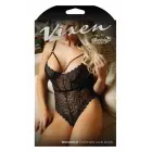 Wanderlust Chevron Lace Teddy – elastne teddy avatud haaravahega – must – üks suurus — Foto 1