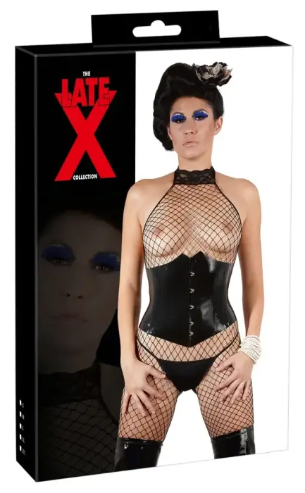 Latex Waist Cincher - Black - S