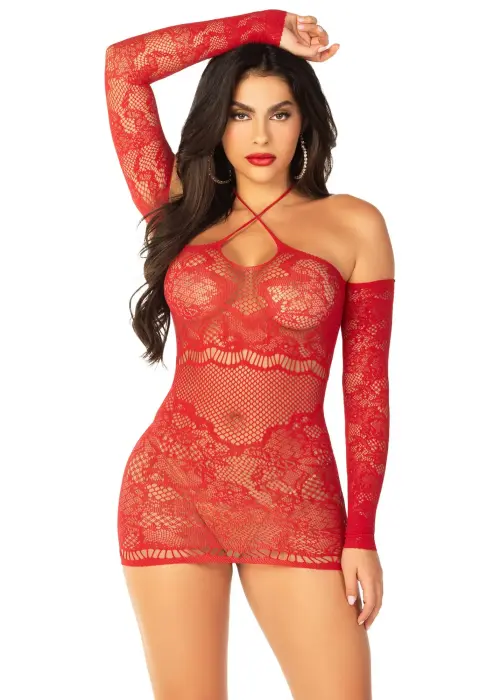 Leg Avenue Seamless Off The Shoulder Mini Dress – Red – One Size