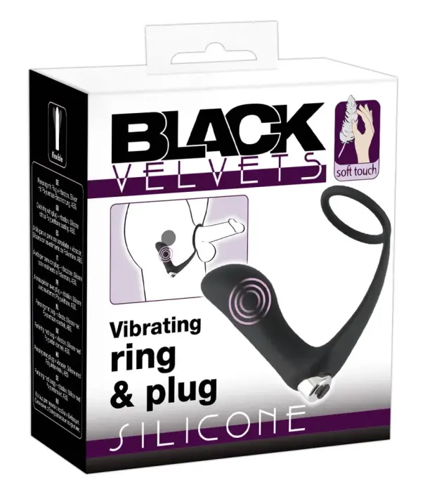 Vibrating Ring and Plug Set – 10.8 cm – Black
