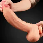 LoveToy Dual Layer Platinum Silicone Cock – reālistisks divslāņu dildo ar piesūcekni un sēkliniekiem – 30,5 cm (12'') — Foto 6