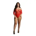 Crotchless Rhinestone Bodysuit – Red – Plus Size — Photo 7