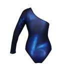 HARLO Asymmetrical Bodysuit with One Sleeve – Blue – XXL — Photo 5