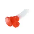 Kiotos Cox krāsains dildo ar piesūcekni – 22.5 cm (9″) – Caurspīdīgs/Sarkans — Foto 7