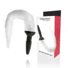 Darkness Silicone Plug with Decorative White Tail – M – Black — Photo 1