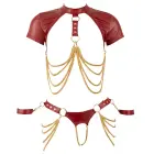 Cottelli Bondage topi ja stringide komplekt käeraudadega – punane – L — Foto 11