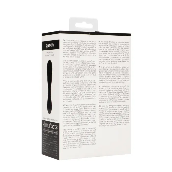 Geron - Вибрирующий анальный дилдо – 10 скоростей – Черный Фото num