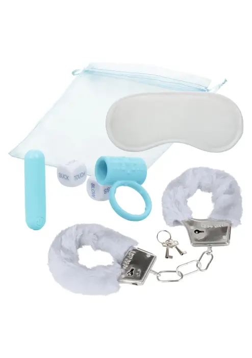 Pleasure Kits Honeymoon Collection – набор для пар с вибропулей, кольцом, маской, наручниками, кубиками – белый