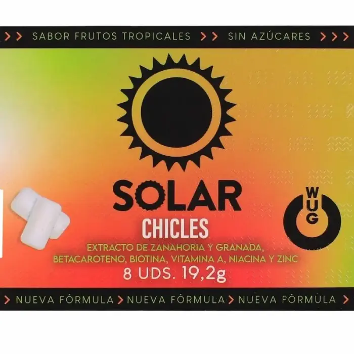 WUG Solar жевательная резинка с витаминами и цинком – тропические фрукты – 8 шт.